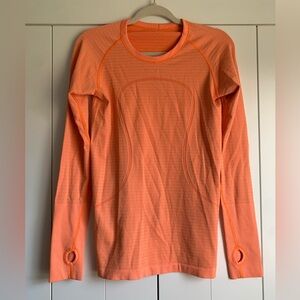 lululemon Womens Orange Long Sleeve swiftly Athletic Top 8